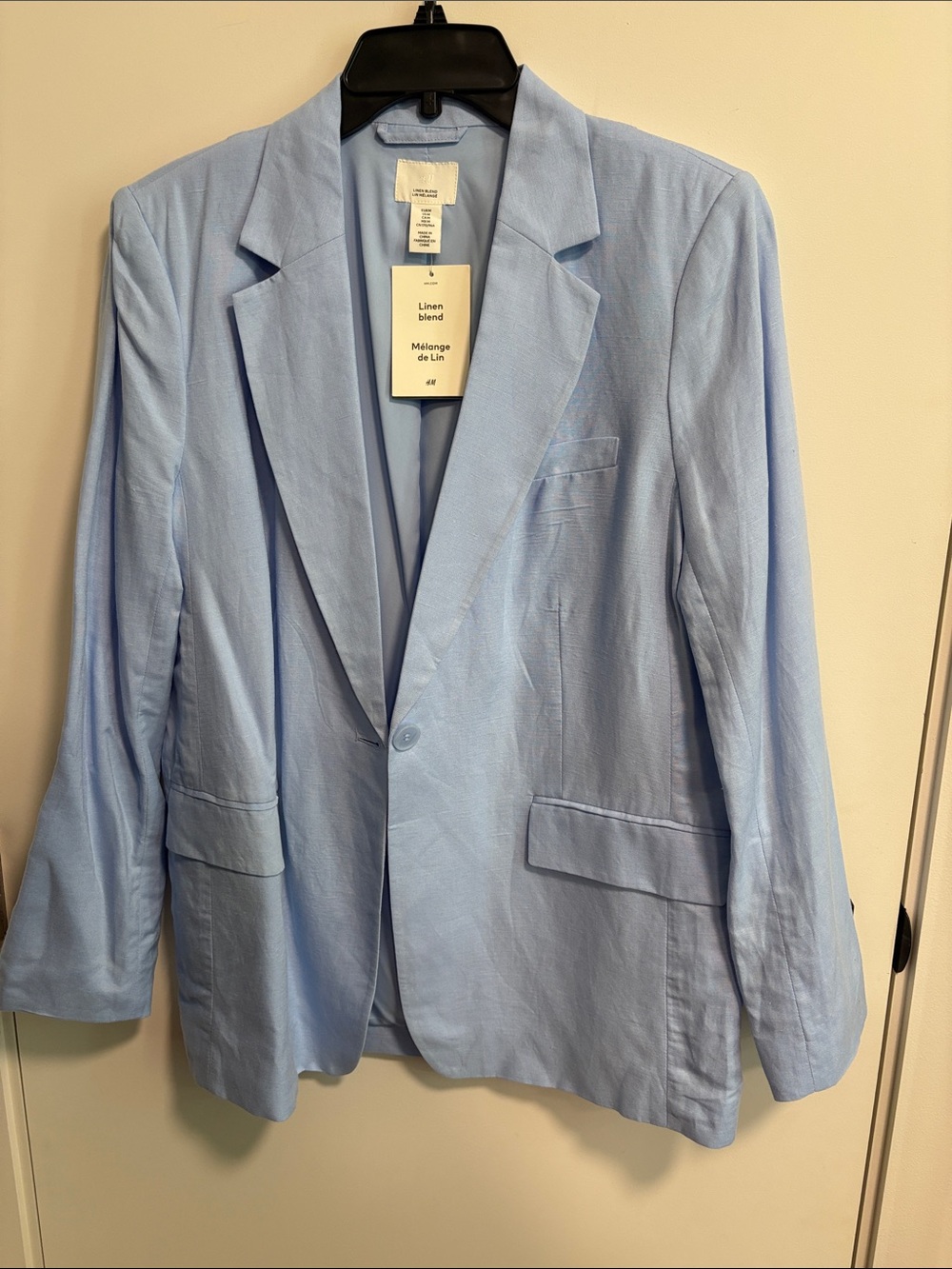 H&M Light Blue Linen-Blend Blazer